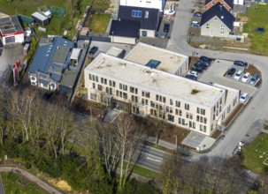 Aerial view, district court, new building district court, Werl, North Rhine-Westphalia, Germany