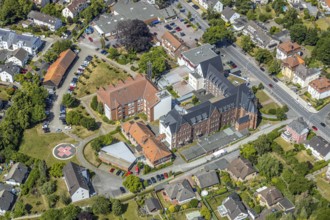 Aerial view, Marienhospital, EDEKA supermarket, Werl, Soester Börde, North Rhine-Westphalia,