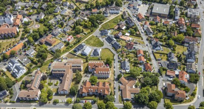 Aerial view, Westuffler Weg, Haus Amadeus retirement home, Haus Mozart, Werl, Soester Börde, North
