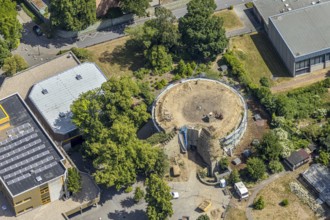 Aerial view, renovation of the ruins of the former electoral town palace, Ursulinen-Gymnasium,