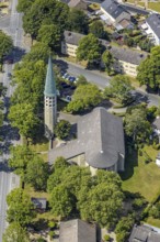 Aerial view, Catholic parish church of St Norbert, Werl, Soester Börde, North Rhine-Westphalia,