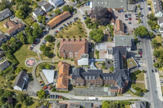 Aerial view, Marienhospital, EDEKA supermarket, Werl, Soester Börde, North Rhine-Westphalia,