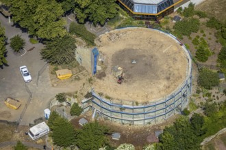 Aerial view, renovation of the ruins of the former electoral town palace, Ursulinen-Gymnasium,