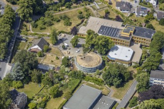 Aerial view, renovation of the ruins of the former electoral town palace, Ursulinen-Gymnasium,