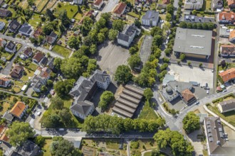 Aerial view, Catholic secondary school Overbergschule, Overberg sports hall, central mosque, Am