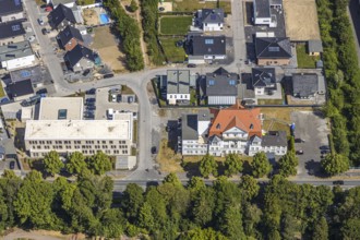 Aerial view, residential area UNION, district court, new building district court, Werl, Soester