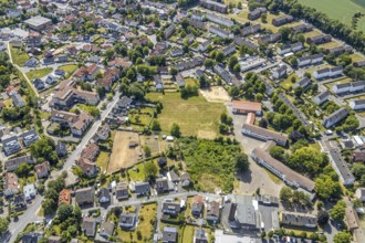Aerial view, Catholic primary school Norbertschule, Lindenallee, vacant plot, building site for new