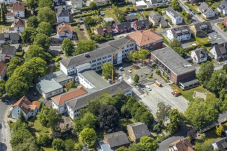 Aerial view, construction site Marien-Gymnasium, Werl, Soester Börde, North Rhine-Westphalia,