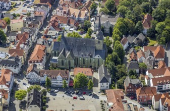 Aerial view, St Walburga's Catholic Church, Werl, Soester Börde, North Rhine-Westphalia, Germany