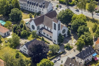 Aerial view, St Peter's Catholic Church, St Peter's Kindergarten, Werl, Soester Börde, North