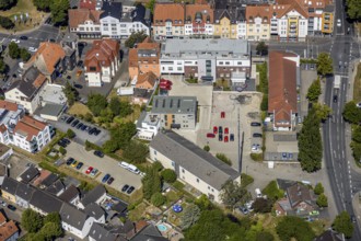 Aerial view, Caritas social centre, police station, Bahnhofstraße, Grafenstraße, Werl, Soester