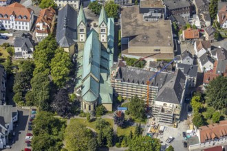 Aerial view, Catholic pilgrimage basilica of the Visitation of the Virgin Mary, Franciscan
