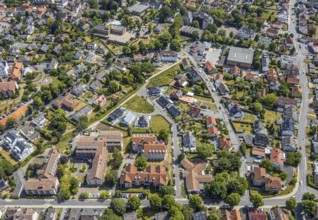 Aerial view, Westuffler Weg, Haus Amadeus retirement home, Haus Mozart, Werl, Soester Börde, North