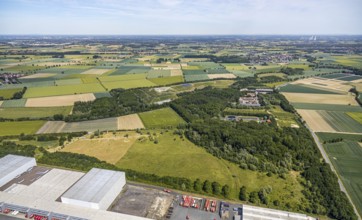 Aerial view, ATU warehouse, Werl sewage treatment plant, Soest waste management company, KonWerl