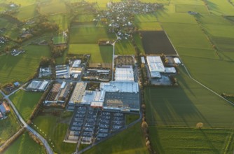 Aerial view, Processionsweg industrial estate, Möbel Turflon, car parks, Werl, North