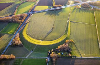 Aerial view, Wall landscape, Wickeder Straße, A44 motorway, Werl motorway junction, Werl, North