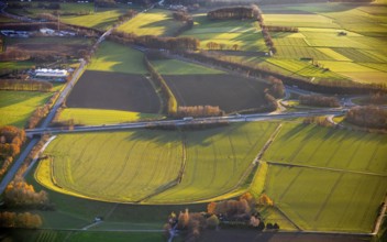 Aerial view, Wall landscape, Wickeder Straße, A44 motorway, Werl, North Rhine-Westphalia, Germany