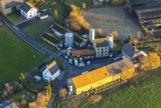 Aerial view, farm, Mühlenstraße, riding centre, Werl, North Rhine-Westphalia, Germany