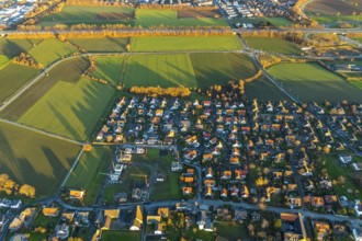 Aerial view, residential area Schlesienstraße Mönigstraße, roundabout Vincenz-Frigger-Straße,