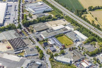 Aerial view, industrial estate in the north of Werl on the B63 federal road, König Backmittel GmbH