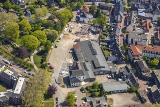 Aerial photo, demolition work, construction site, building Am Stadtgarten, Rees, Lower Rhine, North