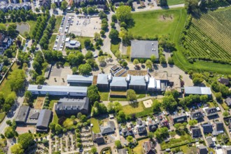 Aerial view, Gymnasium Aspel, Realschule der Stadt Rees, Rees, Lower Rhine, North Rhine-Westphalia,
