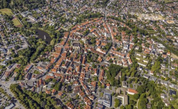 Aerial view, city overview, St. Ägidius Church, Wiedenbrück, Rheda-Wiedenbrück, East Westphalia,