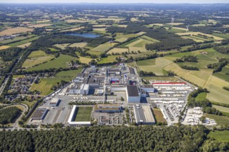 Aerial view, Corona at Tönnies, headquarters of Fleischfabrik Tönnies Lebensmittel GmbH & Co. KG,