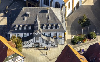 Aerial view, Rietberg town hall, Rietberg, OWL, Ostwestfalen-Lippe, East Westphalia, North