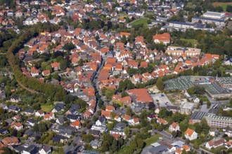 Aerial view, Old Town, Rietberg Town Hall, St. Johannes Baptist Catholic Parish Church, Rietberg,