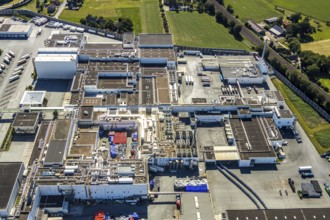 Aerial view, Corona at Tönnies, headquarters of Fleischfabrik Tönnies Lebensmittel GmbH & Co. KG,