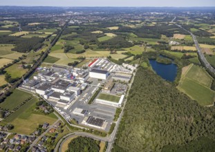 Aerial view, Corona at Tönnies, headquarters of Fleischfabrik Tönnies Lebensmittel GmbH & Co. KG,