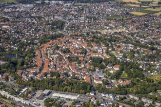 Aerial view, city overview, St. Ägidius Church, Wiedenbrück, Rheda-Wiedenbrück, East Westphalia,