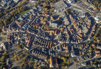 Aerial view, town centre, centre of Werne, St. Christophorus Church, historic town hall, Werne town
