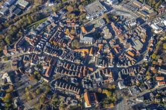 Aerial view, town centre, centre of Werne, St. Christophorus Church, historic town hall, Werne town