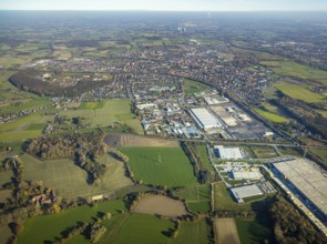 Aerial view, former Ikea Europal warehouse in the industrial estate Abriß, Euziel, Wahrbrink,