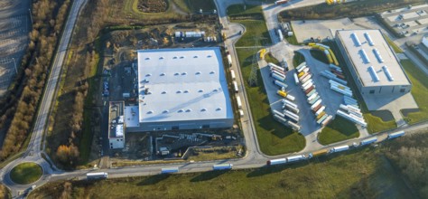 Aerial view, industrial estate in Lenklar, in the Wahrbrink-West industrial estate, Euroroll GmbH,