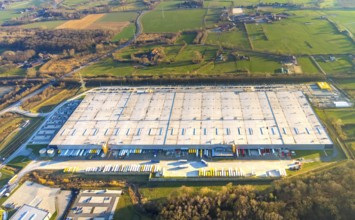 Aerial view, industrial estate in Lenklar, in the Wahrbrink-West industrial estate, Euroroll GmbH,