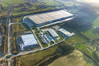 Aerial view, industrial estate in Lenklar, in the Wahrbrink-West industrial estate, Euroroll GmbH,