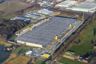 Aerial view, industrial estate in Lenklar, in the Wahrbrink-West industrial estate, Euroroll GmbH,