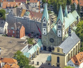Aerial view, Catholic pilgrimage basilica of the Visitation of the Virgin Mary, Franciscan