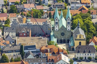 Aerial view, Catholic pilgrimage basilica of the Visitation of the Virgin Mary, Franciscan