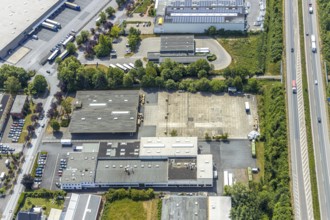 Aerial view, industrial estate in the north of Werl on the B63 federal road, König Backmittel GmbH