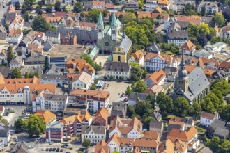 Aerial view, Catholic pilgrimage basilica of the Visitation of the Virgin Mary, Franciscan
