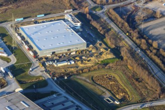 Aerial view, industrial estate in Lenklar, in the Wahrbrink-West industrial estate, Euroroll GmbH,