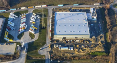 Aerial view, industrial estate in Lenklar, in the Wahrbrink-West industrial estate, Euroroll GmbH,