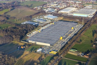 Aerial view, industrial estate in Lenklar, in the Wahrbrink-West industrial estate, Euroroll GmbH,