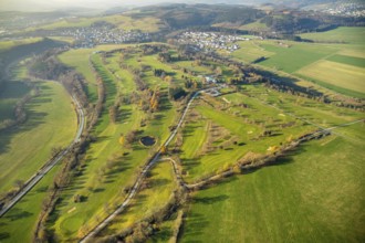 Aerial view, golf club golf course Schmallenberg, Winkhausen, Schmallenberg, Sauerland, North