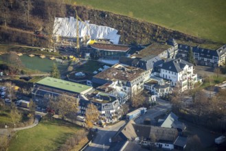 Aerial photo, Romantikhotel und Wellnesshotel Deimann, construction site renovation, Winkhausen,