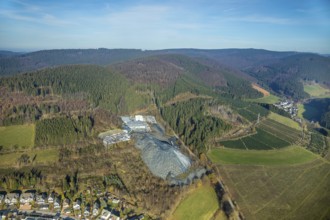 Aerial view, Magog slate quarry, Fredeburg, Schmallenberg, Sauerland, North Rhine-Westphalia,